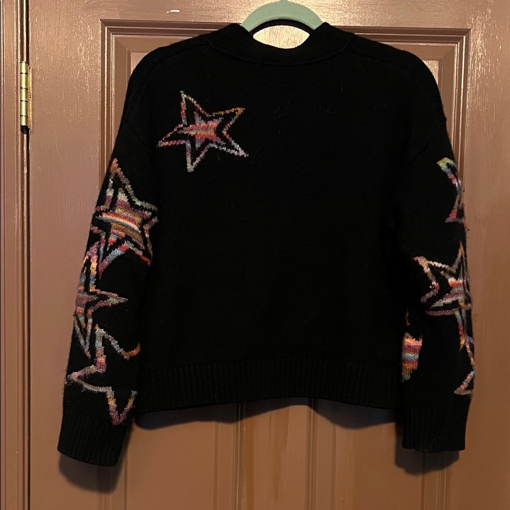 Black Rails Cardigan with Colorful Star Patterns L - Picture 5 of 5